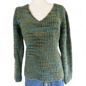 FIOREBLU Chunky Boucle Knit Italy Made Wool Sweater Earthy Indie Granola Size L